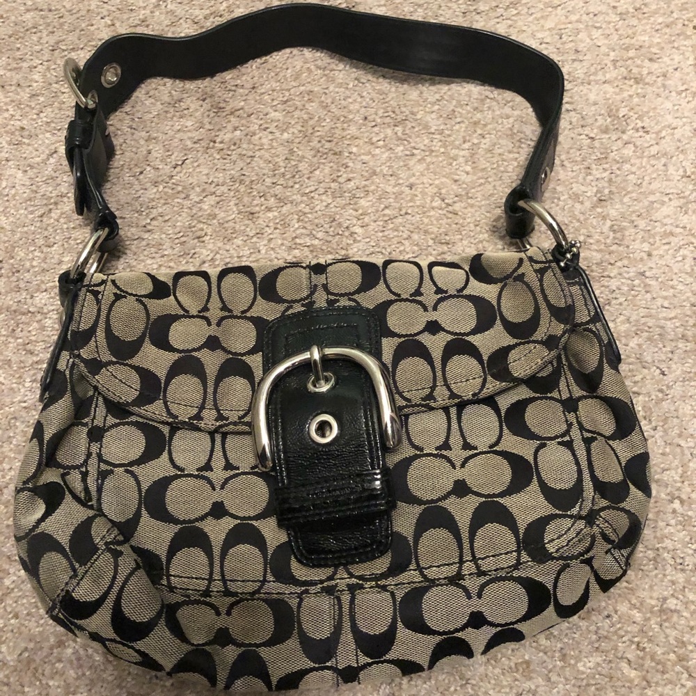 Black and grey small genuine Coach bag